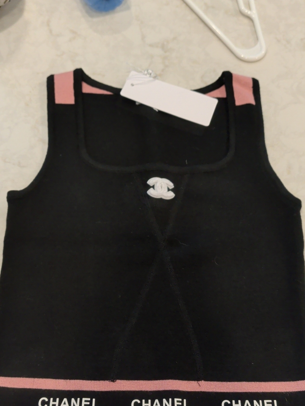 BN Black Tank Top with Pink Trim and White CC Logo